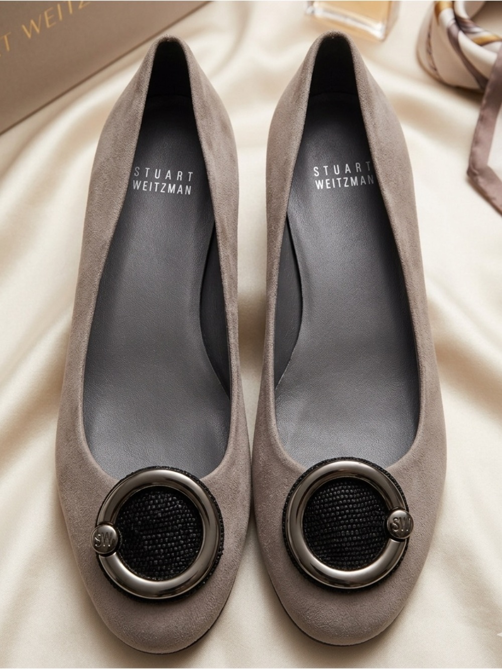 Stuart Weitzman Gray Suede Flats Size 7.5 NWOT